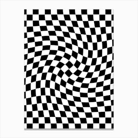 Checkerboard Black And White Twist Canvas Print