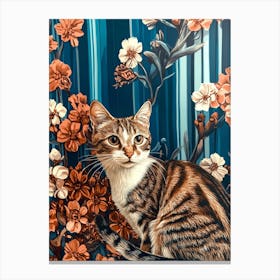 Cat In Flowers 11 Canvas Print