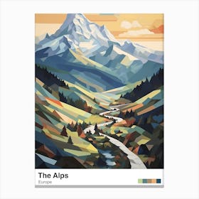 The Alps   Geometric Vector Illustration 1 Poster Canvas Print