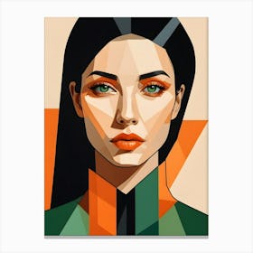 Geometric Woman Portrait Pop Art (17) Canvas Print