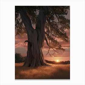 Sunset Over A Tree 1 Canvas Print