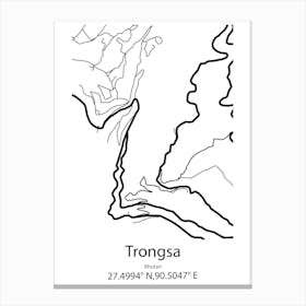 Trongsa,Bhutan Minimalist Map Canvas Print