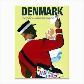 Denmark, Nostalgic Travel Poster Canvas Print