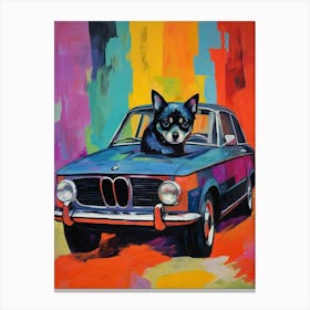 Bmw 2002 Vintage Car With A Dog, Matisse Style Painting 1 Canvas Print