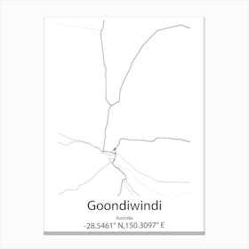 Goondiwindi,Australia Minimalist Map Canvas Print