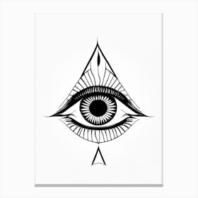 Balance, Symbol, Third Eye Simple Black & White Illustration 5 Canvas Print