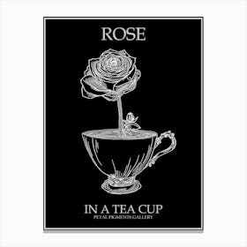 Rose In A Tea Cup Line Drawing 2 Poster Inverted Canvas Print