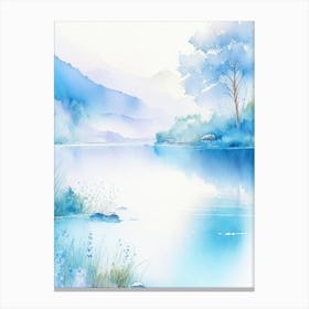 Crystal Clear Blue Lake Landscapes Waterscape Gouache 2 Canvas Print