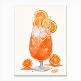 Aperol With Ice And Orange Watercolor Vertical Composition 54 Canvas Print