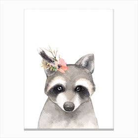 Floral Raccoon Canvas Print