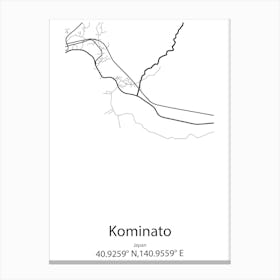 Kominato,Japan Minimalist Map Canvas Print