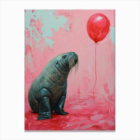 Cute Walrus 3 With Balloon Canvas Print