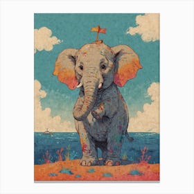 Elephant On The Beach 1 Canvas Print