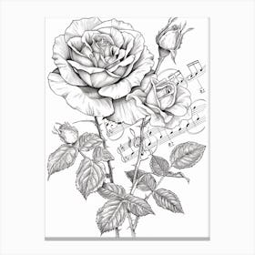 Rose Musical Line Drawing 4 Canvas Print