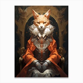 Fox In A Throne Canvas Print