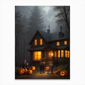 Halloween House In The Wood 1 Canvas Print