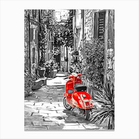 Vespa Parked In Alley Canvas Print