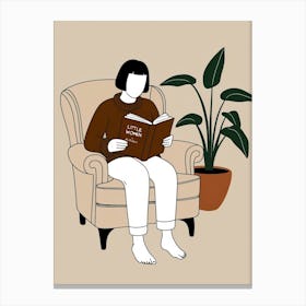 Woman Reading A Book 7 Canvas Print