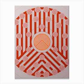Geometric Glyph Abstract Circle Array in Tomato Red n.0016 Canvas Print