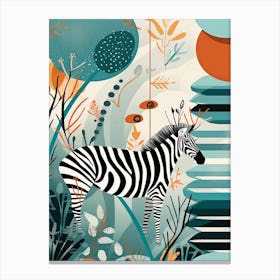 Zebra Jungle Cartoon Illustration 3 Canvas Print