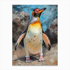 Galapagos Penguin Volunteer Point Colour Block Painting 2 Canvas Print