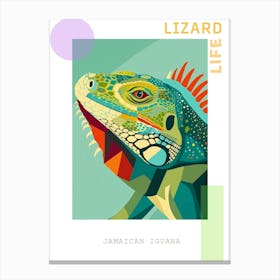 Turquoise Jamaican Iguana Abstract Modern Illustration 2 Poster Canvas Print