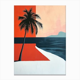 Palm Tree On The Beach, Minimalism Canvas Print