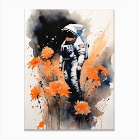 Abstract Astronaut Flowers Painting (5) Canvas Print