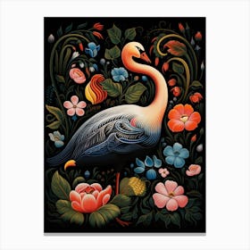 Folk Bird Illustration Swan 1 Canvas Print