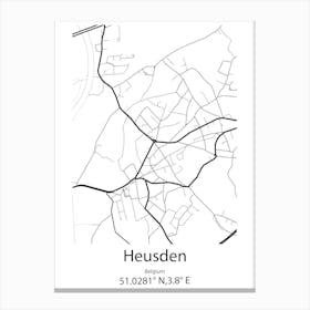 Heusden,Belgium Minimalist Map Canvas Print