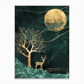 Deer In The Moonlight 1 Canvas Print