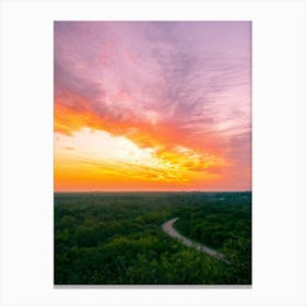 A Watercolor Creation Rich With Springs Flush Of Colors Backlit By The Glow Of The Summer Sunset (3) Canvas Print