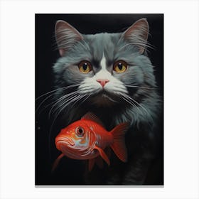 Cat And Fish 2 Canvas Print