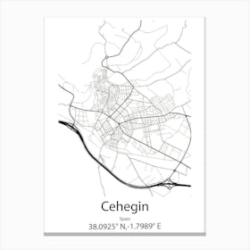 Cehegin,Spain Minimalist Map Canvas Print