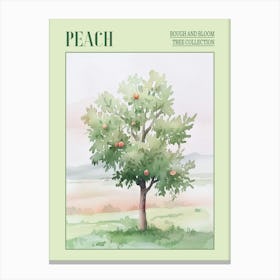 Peach Tree Atmospheric Watercolour Painting 3 Poster Canvas Print