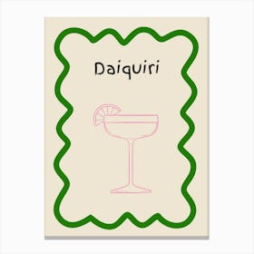 Daiquiri Doodle Poster Green & Pink Canvas Print