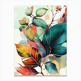Watercolor Of Leaves nature Canvas Print