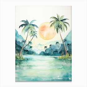 Watercolour Of Bora Bora   French Polynesia 2 Canvas Print