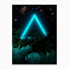 Neon landscape: Green Triangle & tropic [synthwave/vaporwave/cyberpunk] — aesthetic retrowave neon poster Canvas Print