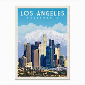Los Angeles Skyline California Travel Poster Canvas Print