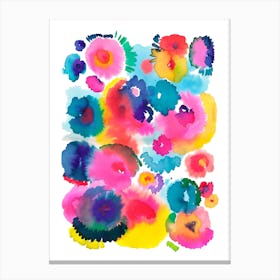 Ink Painterly Colorful Floral Canvas Print