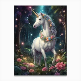 Unicorn In The Forest 2 Canvas Print