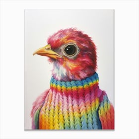 Baby Animal Wearing Sweater Bird 2 Canvas Print