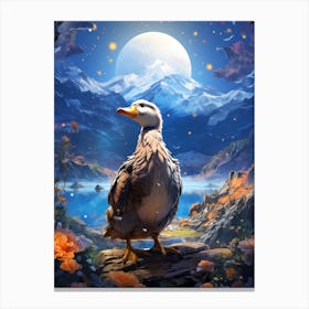 Duck In The Moonlight Canvas Print
