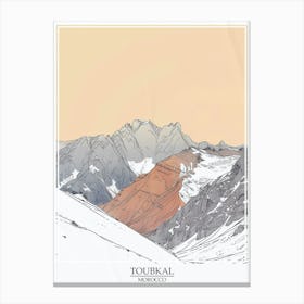 Toubkal Morocco Color Line Drawing 2 Poster Canvas Print