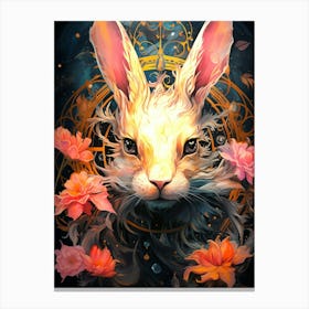 Rabbit With Flowers Canvas Print