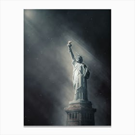 The Statue Of Liberty At Night Canvas Print