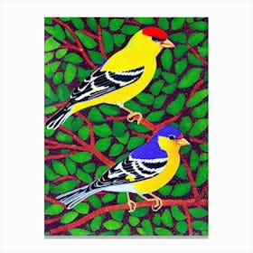 American Goldfinch Yayoi Kusama Style Illustration Bird Canvas Print