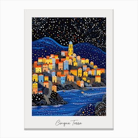 Poster Of Cinque Terre, Italy, Illustration In The Style Of Pop Art 1 Canvas Print