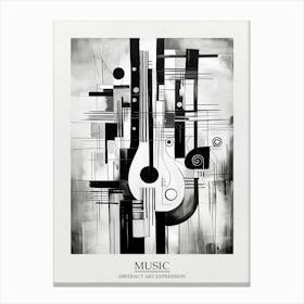 Music Abstract Black And White 2 Poster Canvas Print